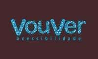 Logo da VouVer Acessibilidade: Centralizada, sobre fundo retangular preto a marca VouVer, formada pela união das palavras “vou” e “ver”, com os dois Vs maiúsculos, letras preenchidas com bolinhas de três tamanhos e de duas tonalidades de azul claro, fonte com extremidades arredondadas. Abaixo, a palavra acessibilidade, em fonte menor e minúscula.